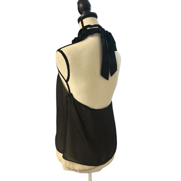 BCBG Black and Cream 100% Silk Sleeveless Top - Picture 8 of 12